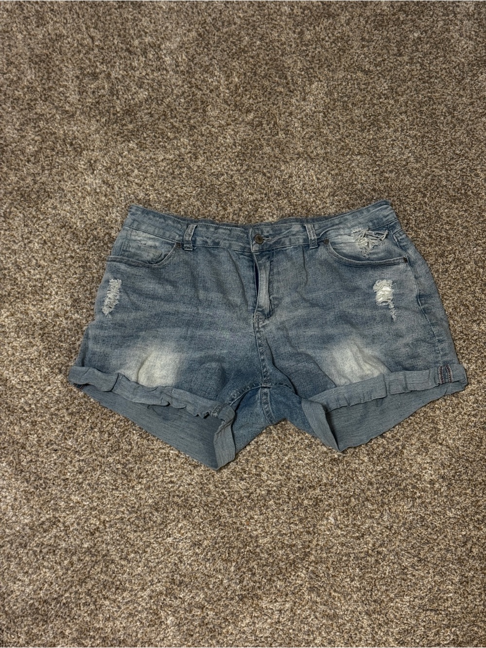Women's Distressed Denim Shorts - Blue